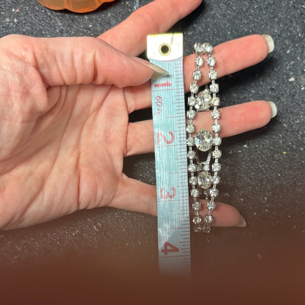 Vintage Silver Rhinestone Crystal Bracelet - Picture 7 of 7
